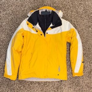 Columbia Ski Jacket Women’s Yellow Core Interchange Vertex 3 In 1 Jacket